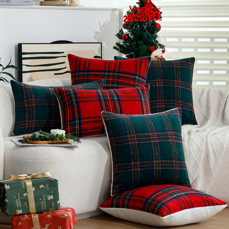 Karierter dekorativer Zierkissenbezug im Tartan‑Look aus weichem Microfleece Brehn
