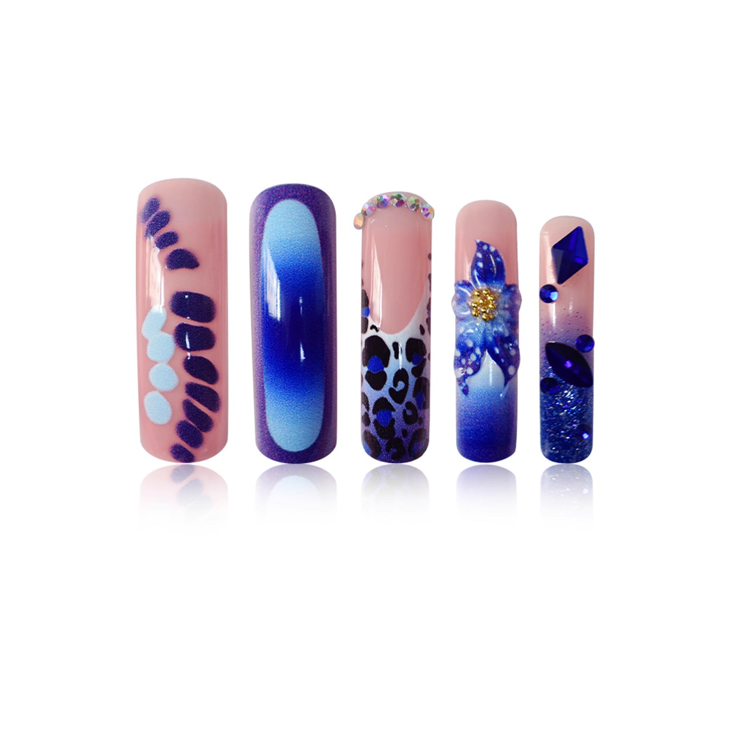 Künstlerische lange press-on Nail Art Brehn