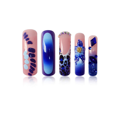 Künstlerische lange press-on Nail Art Brehn