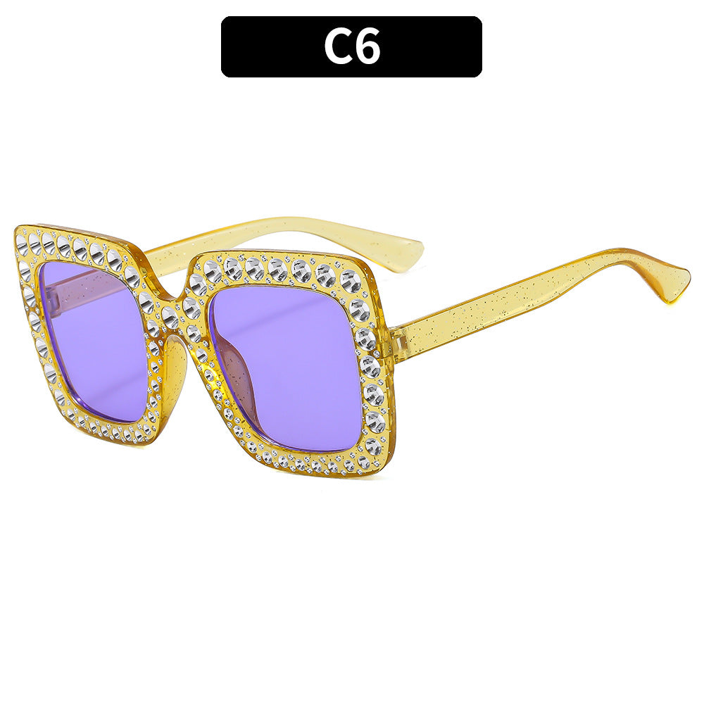 Steinbesetzte Übergroße Quadratische Sonnenbrille
