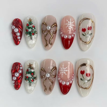 Kunstnagelset mit festlichen Schneemännern und Weihnachtsmotiven Brehn
