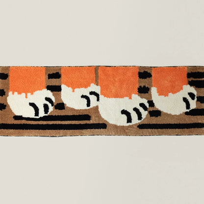 Plüsch Tufted Langer Läufer Teppich mit Verspieltem Katzenpfotenmotiv