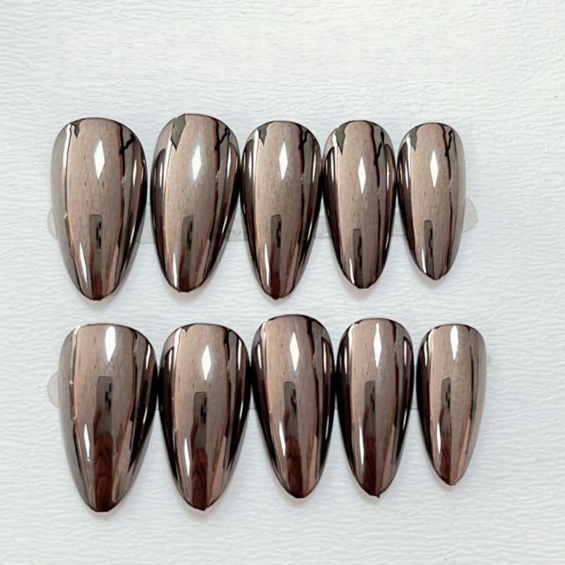 Glänzende schwarze Stiletto Press-On Nägel Brehn