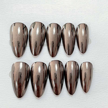 Glänzende schwarze Stiletto Press-On Nägel Brehn