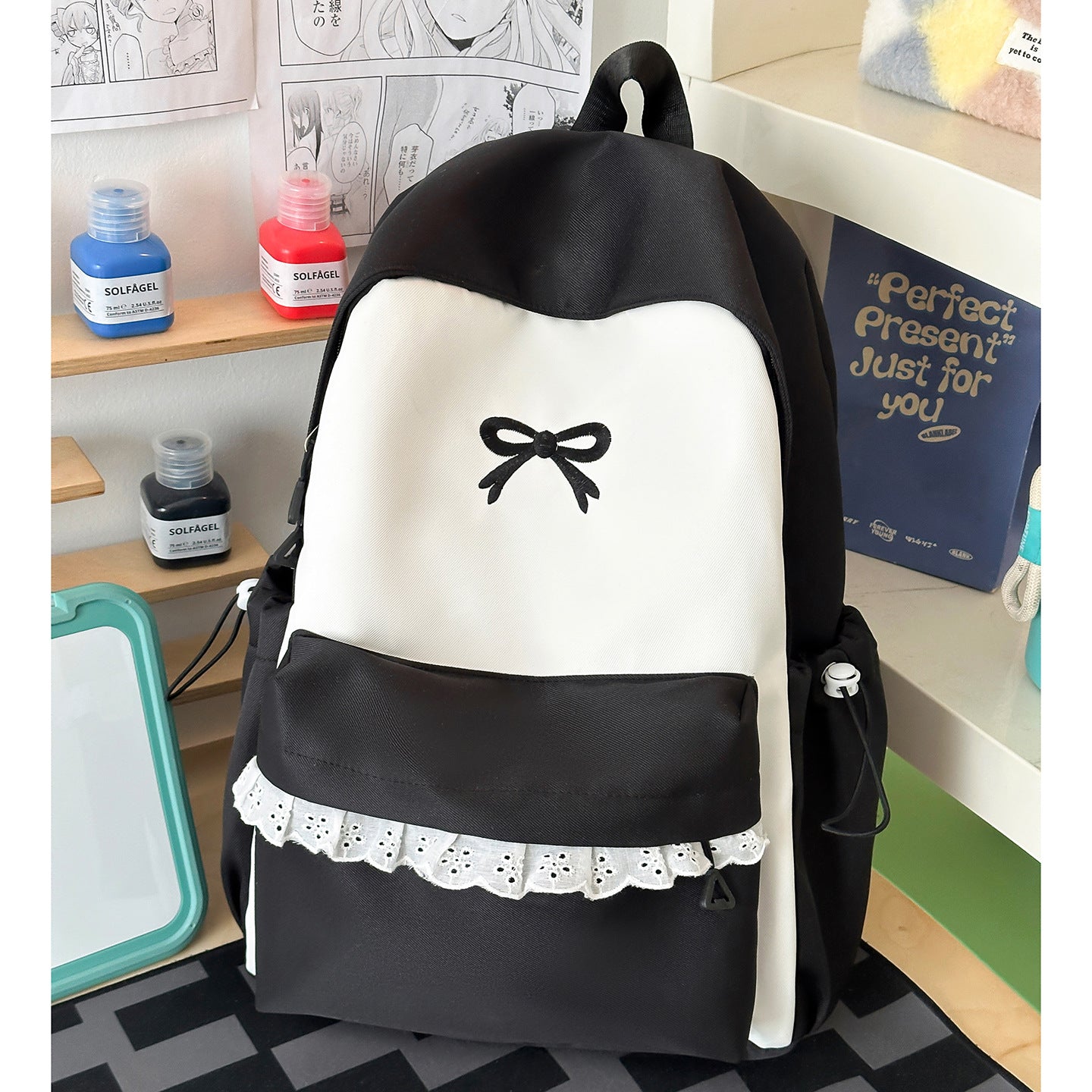 Niedlicher Rüschenschnalle Detail Schulrucksack
