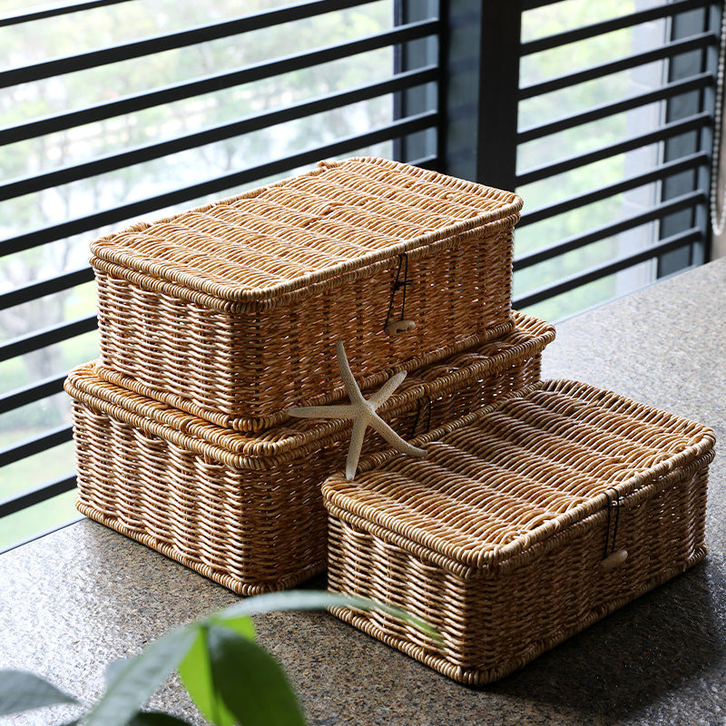 Handgefertigte natürliche Rattan-Aufbewahrungsbox Brehn