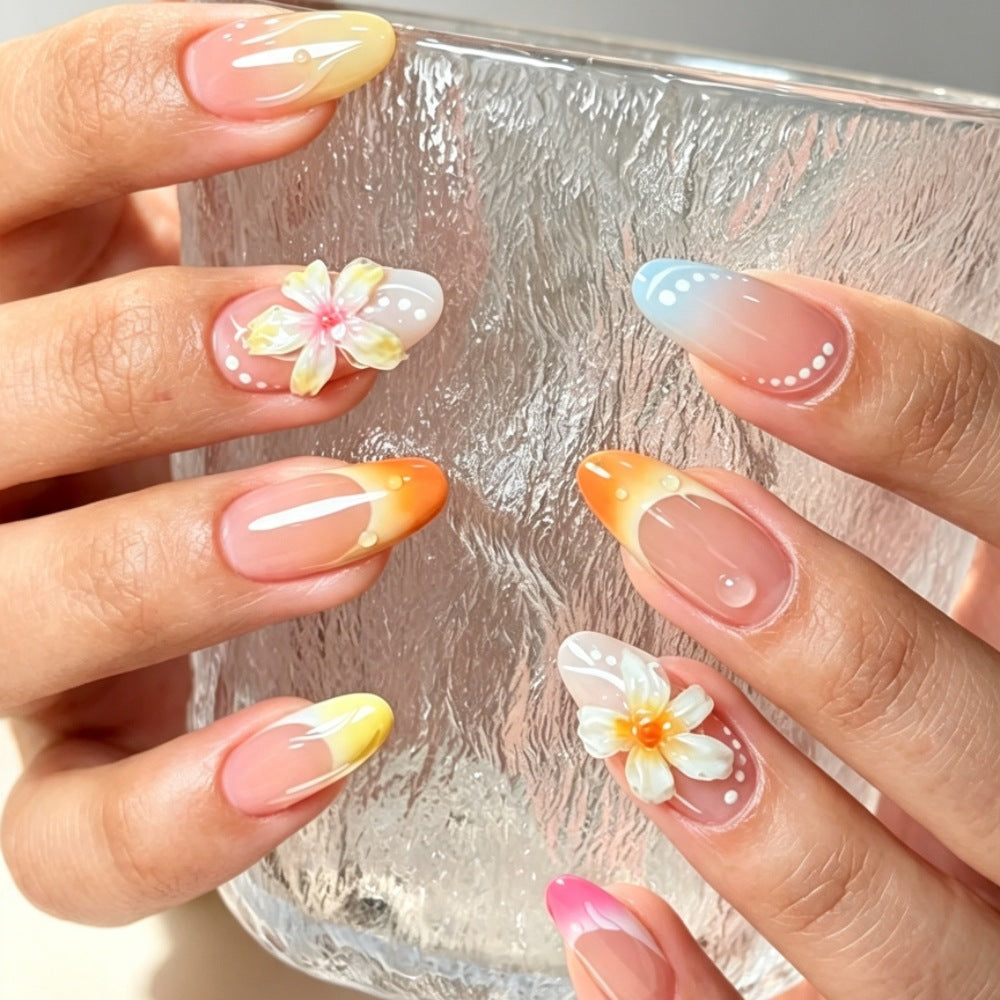Floral- und Ombre-Press-On-Nagelkunst-Set Brehn