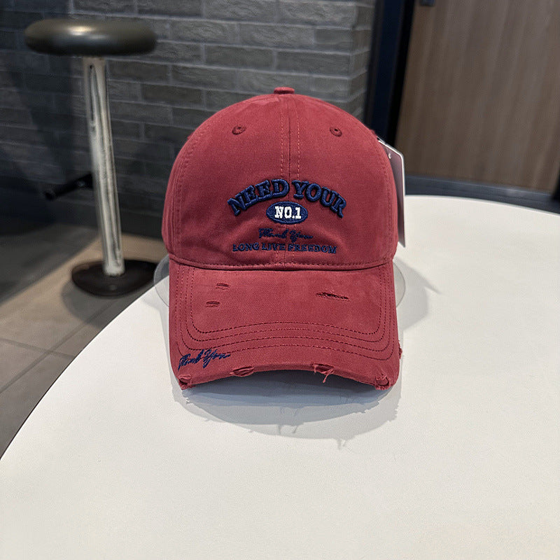 Herren Distressed Baumwolle Bestickte Baseballmütze Brehn