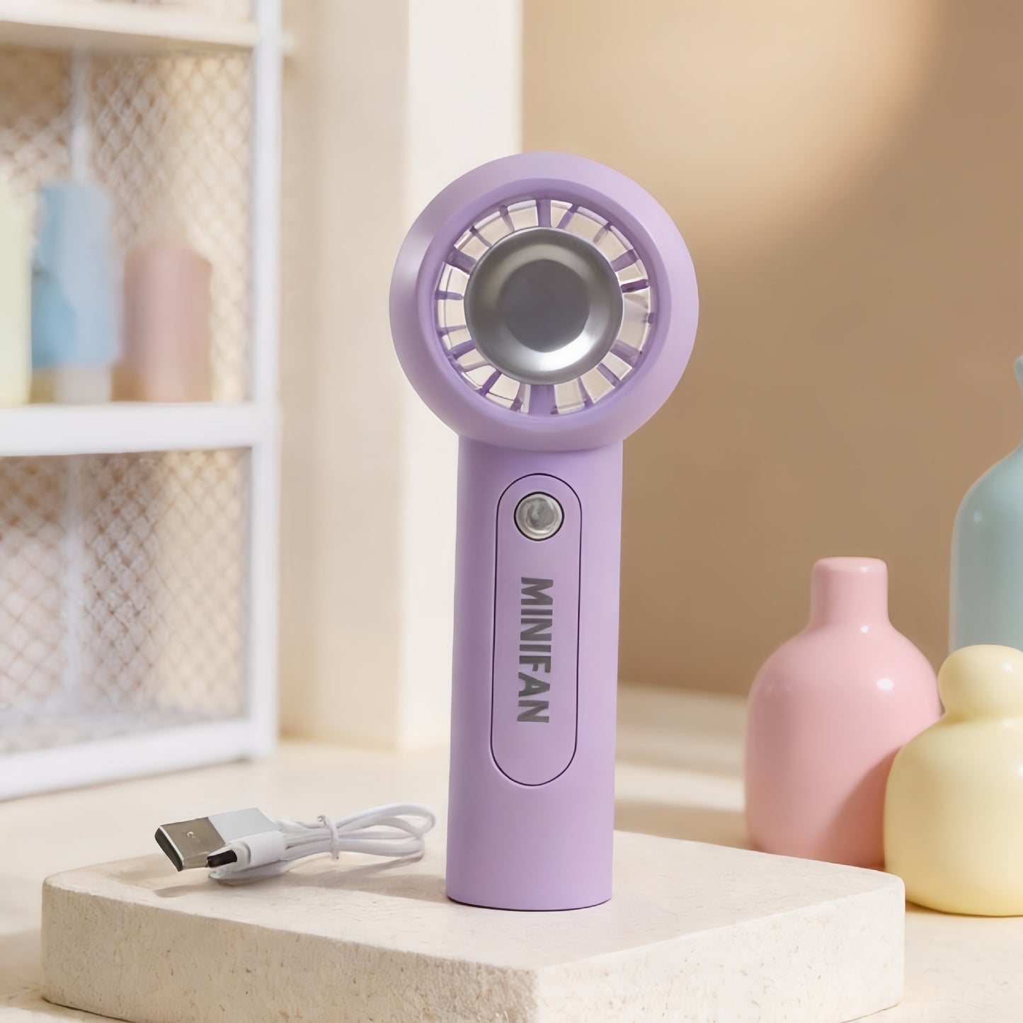Damen Tragbarer Mini-Lüfter mit USB-Ladefunktion und ergonomischem Griff Brehn