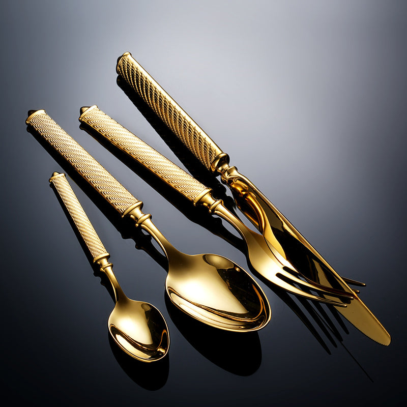 Realm Texturiertes Gold Luxus Besteckset | Brehn
