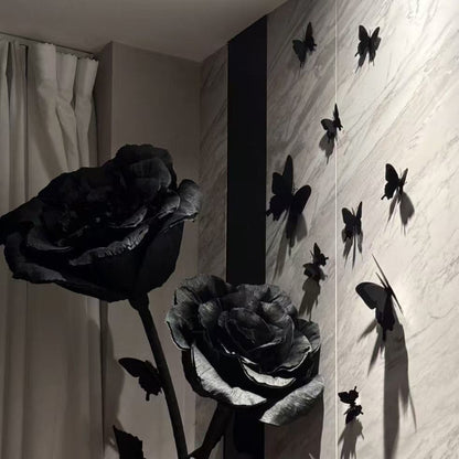 Lebensechte schwarze Rose Dekorationsskulptur
