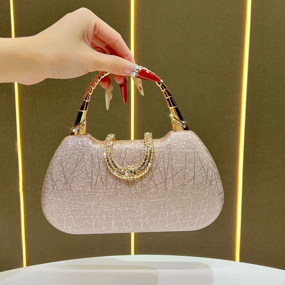 Rhinestone-Detail Abendhandtasche
