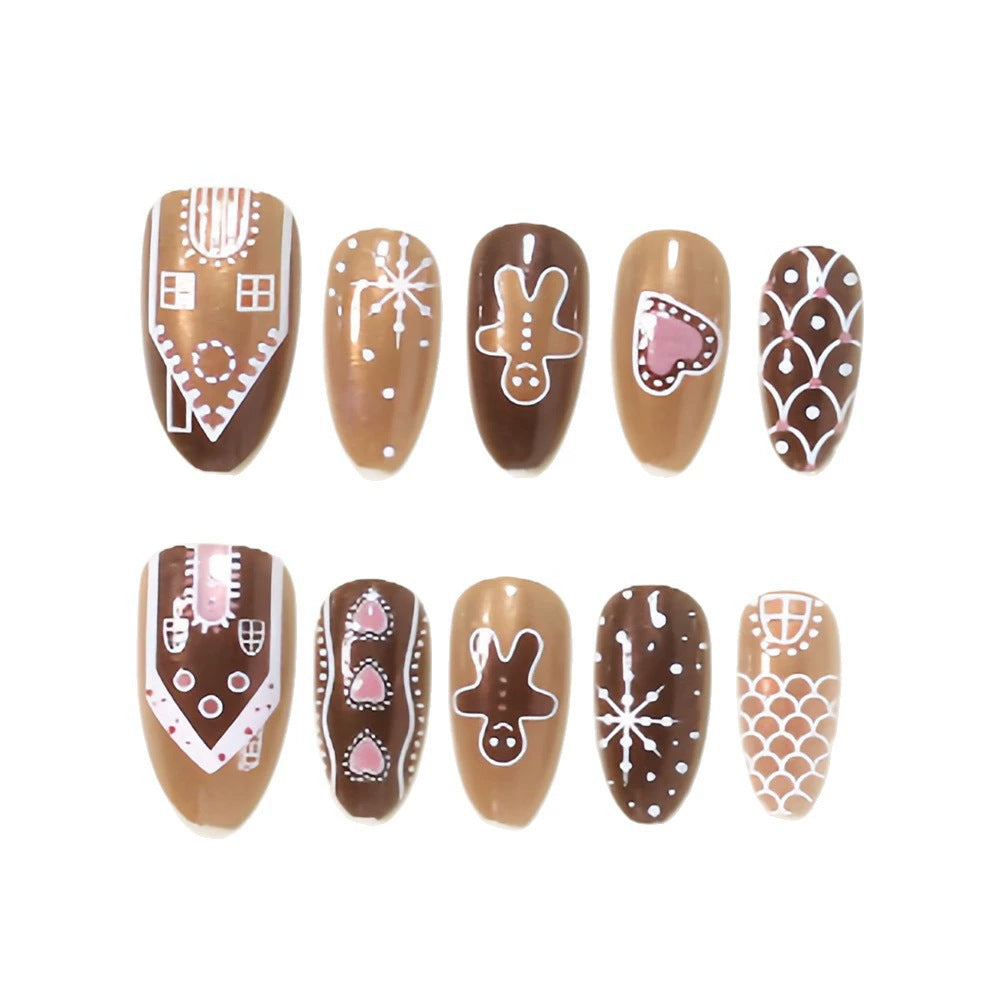 Lebkuchen-Themen Urlaub Press-On Nagelkunst Set Brehn