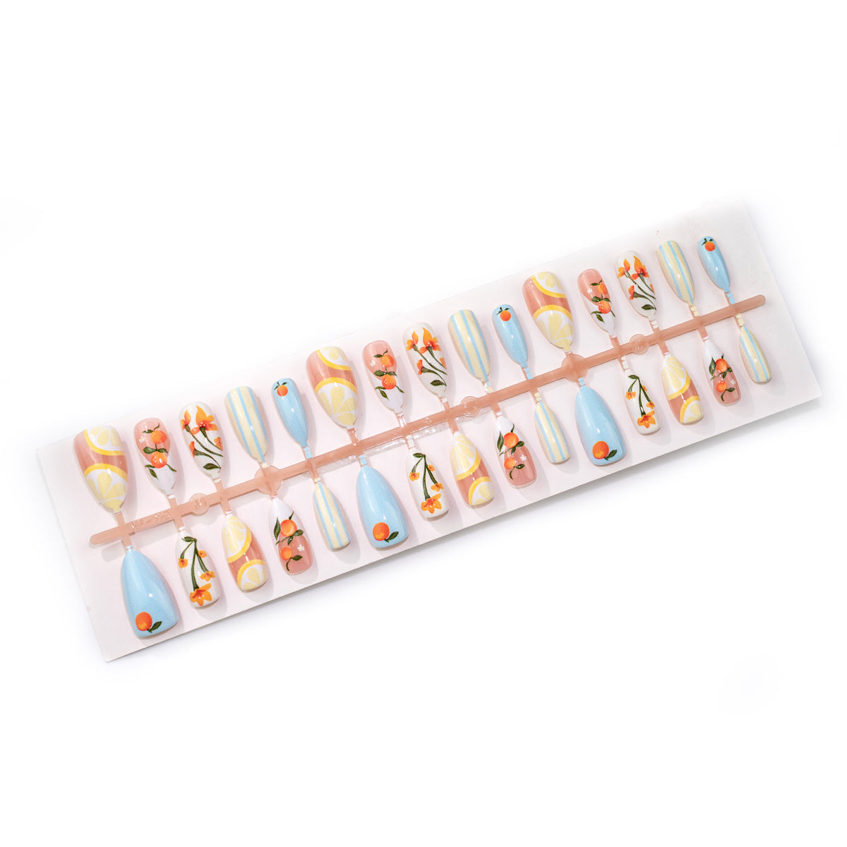 Künstlerische Zitrus-Themen Press-On Nagelkunst Brehn