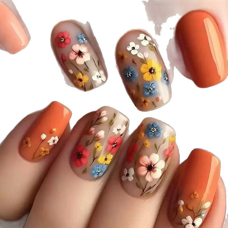Blumenmuster Druck-On Nagelverstärkungen Brehn