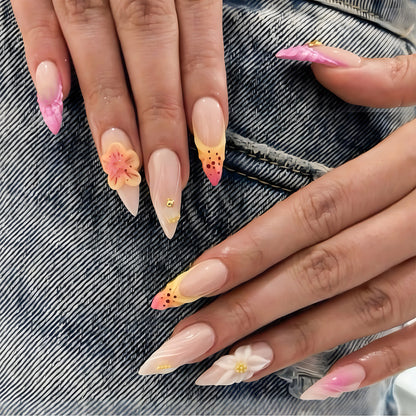 Floral Akzent Stiletto Press-On Nägel Brehn