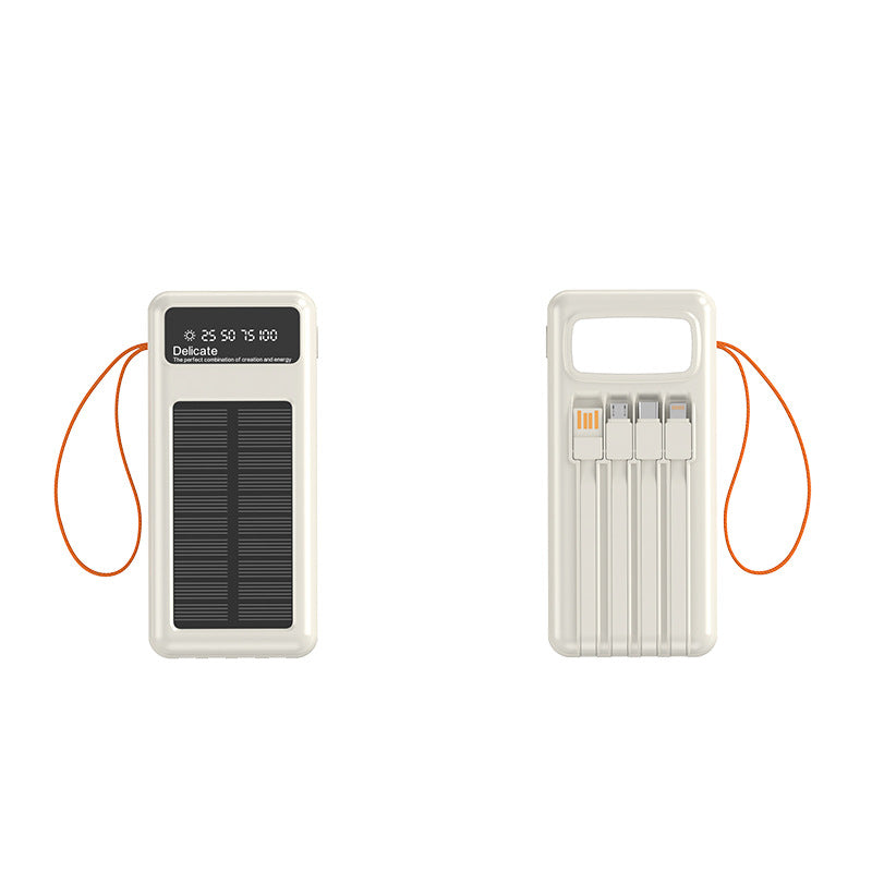 Solar Powerbank mit Integrierten Ladekabeln und Digitaler Anzeige Brehn