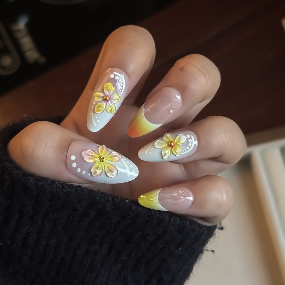 Vibrante Blumen Press-On Nagelkunst Set Brehn