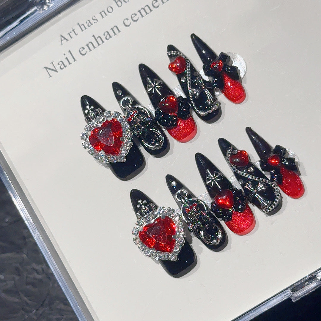 Gothic Herz Charm Nagel Kunst Set