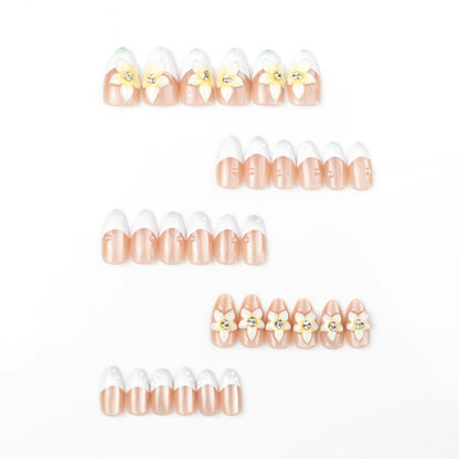 Elegantes Floral Press-On Nail Set Brehn