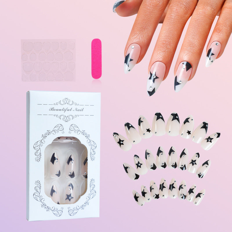 Künstlerisches Press-On-Nagelset mit Sternendesign Brehn