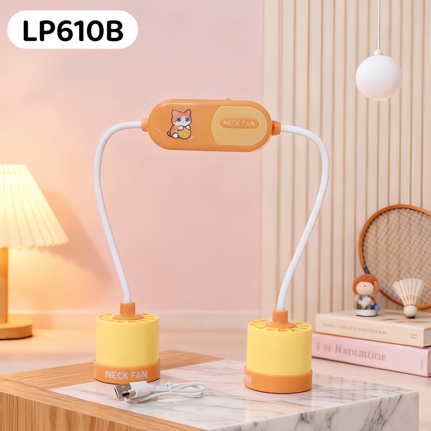Frauen tragbarer Nackenventilator mit flexiblem einstellbarem Design und USB-Anschluss Brehn