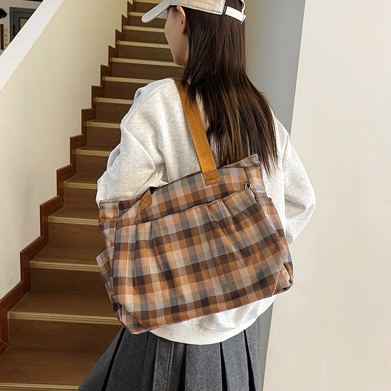 WoSpacious Plaid Utility Tote Bag Brehn