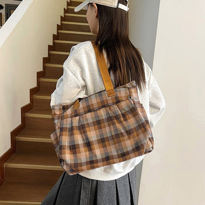 WoSpacious Plaid Utility Tote Bag Brehn