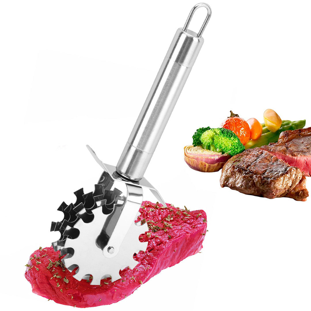 Rotierender Fleischzartmacher mit Gezahntem Walzenkopf und Ergonomischem Edelstahlgriff Brehn