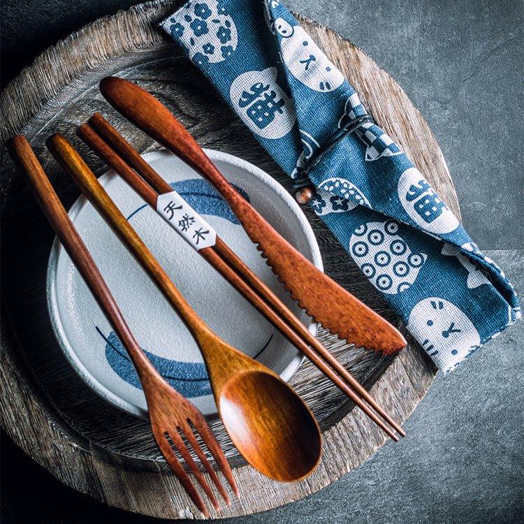 Japanischer schlichter Stil Holzbestecksets | Brehn