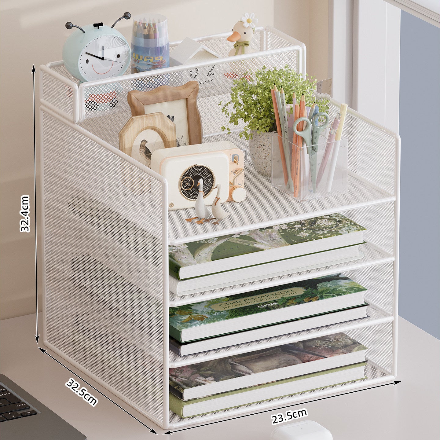 Mehrstufiger Mesh-Desktop-Organizer mit Dokumentenhaltern Brehn