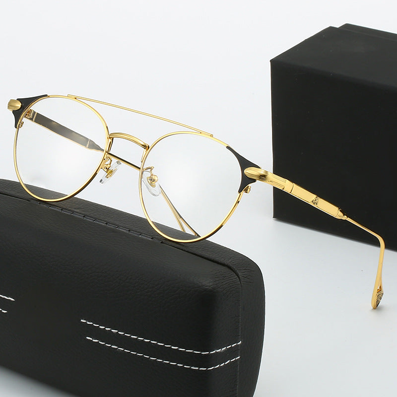 Damen runde Vintage-Sonnenbrille mit hochwertigem Metallrahmen und robustem Design Brehn