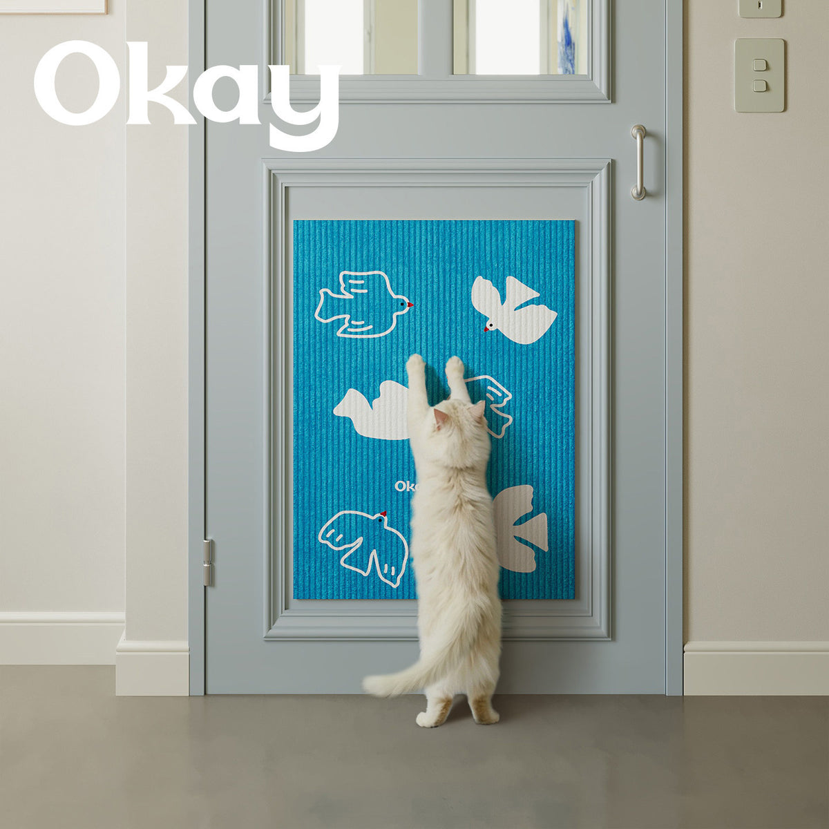Extra-Absorbent Microfiber Vertical Door Runner with Ribbed Texture and Dove Motif