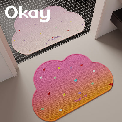 Cloud-Shaped Plush Microfiber Absorbent Non-Slip Bath and Entry Rug
