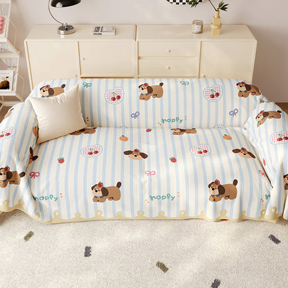 Stretch-Fit Decorative Sofa Slipcover Protector with Cute Cartoon Puppy Print