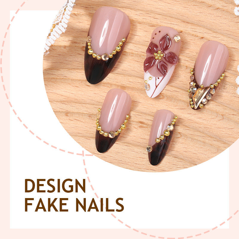 Kunstnagelset mit elegantem Blumen- und Glitzerakzent Brehn