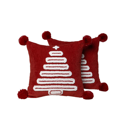 Urlaubs-Tufted-Chenille-Quadrat-Wurfkissen mit erhöhtem Baum-Motiv und verstecktem Reißverschluss