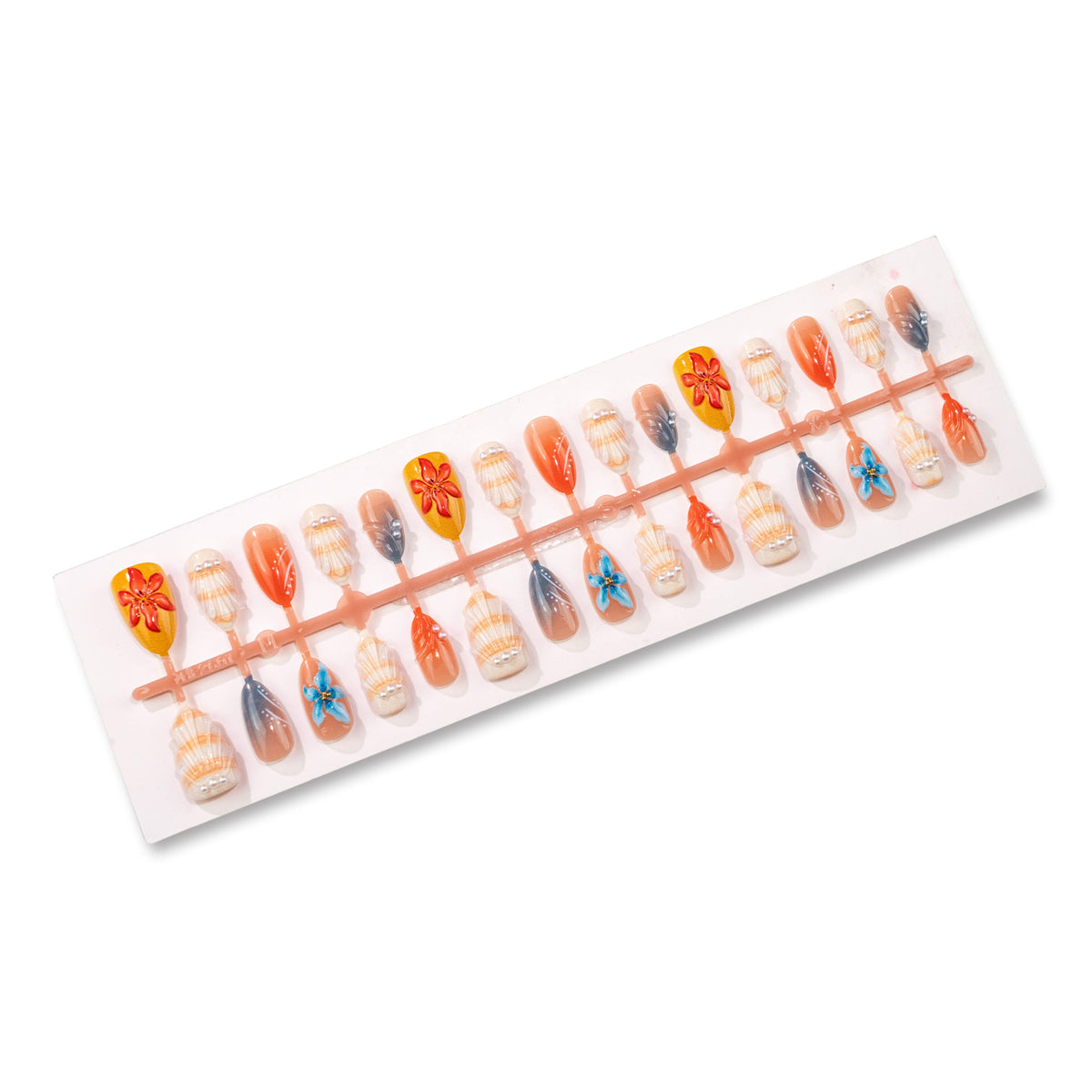 Künstlerisches von Muscheln inspiriertes Press-On Nagelkunst Set Brehn