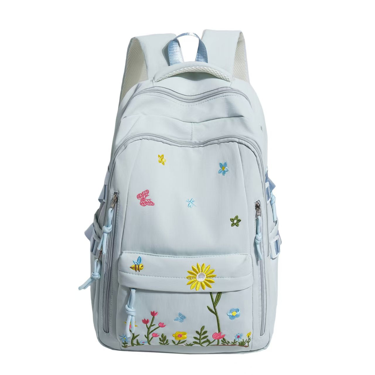 Rucksack mit Floralem Stickmuster und Praktischen Fächern Brehn