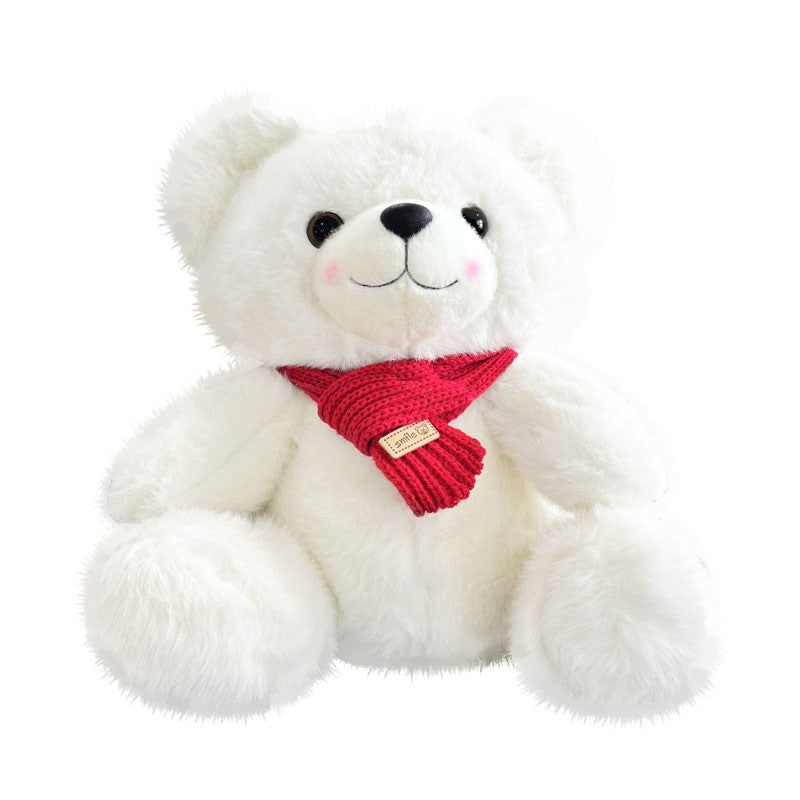 Plüsch-Sitzender Teddybär mit ultraweichem Kunstfell und Strickschal Brehn