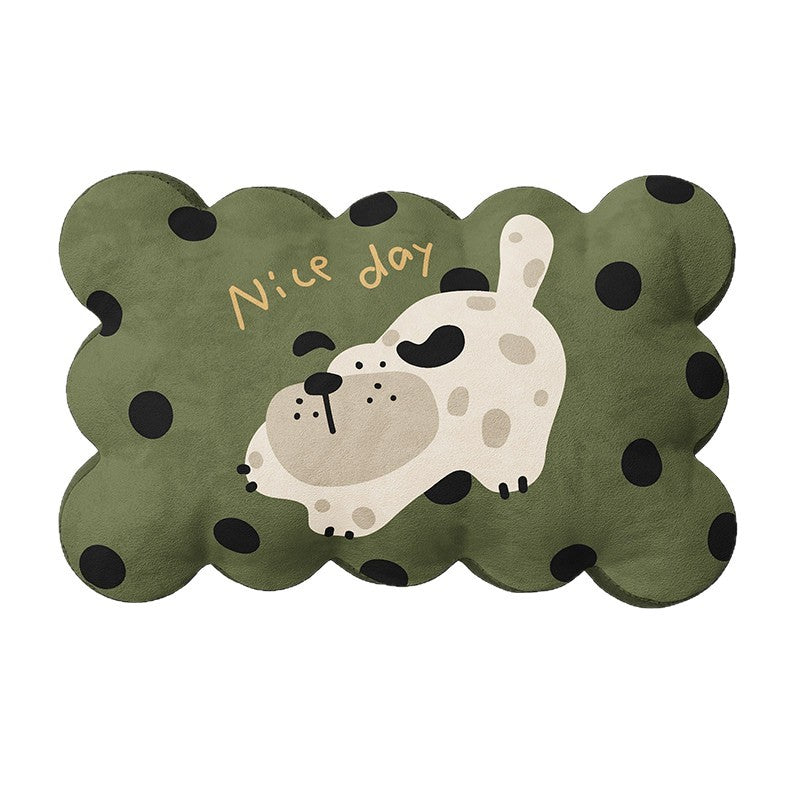 Plush Orthopedic Pet Bed Mat with Cartoon Dog Print