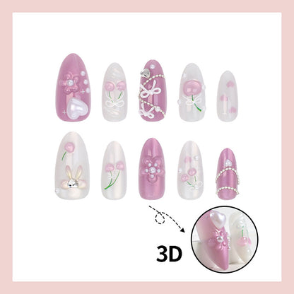 Kunstnagelset mit kreativen Herz- und Blumendesigns Brehn