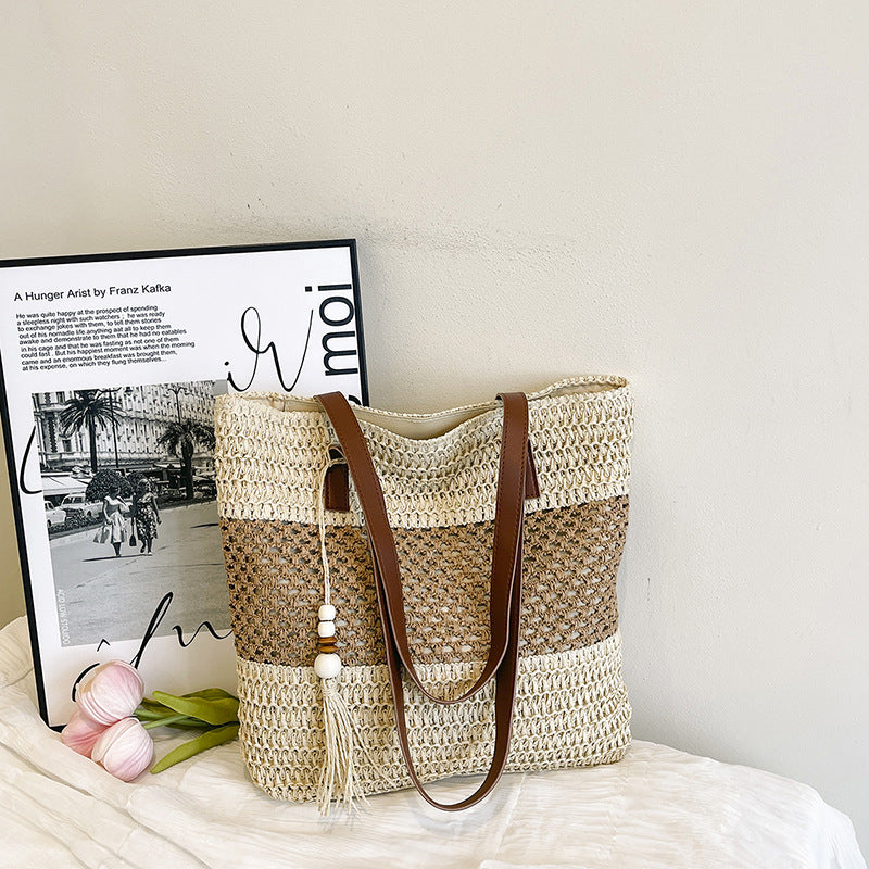 Stylische Gewebte Strohtasche für den Strand