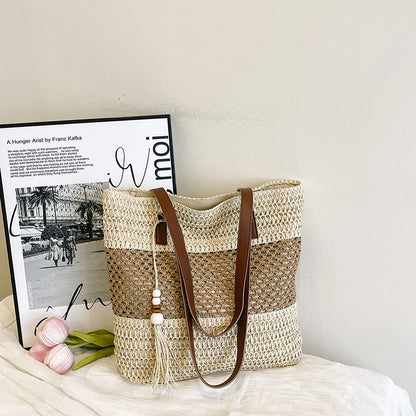 Stylische Gewebte Strohtasche für den Strand