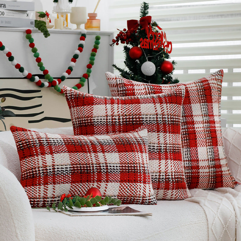Quadratischer kariert gewebter Kissenbezug im Tweed‑Look für Sofa & Festliche Deko Brehn
