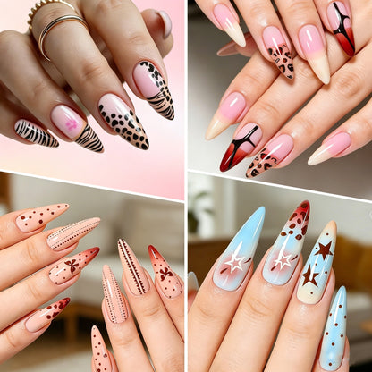 Künstlerisches Langes Stiletto Press-On Nagelset Brehn