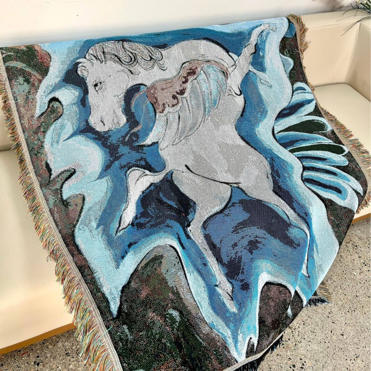 Künstlerische Einhorn-Themen-Wurfdecke