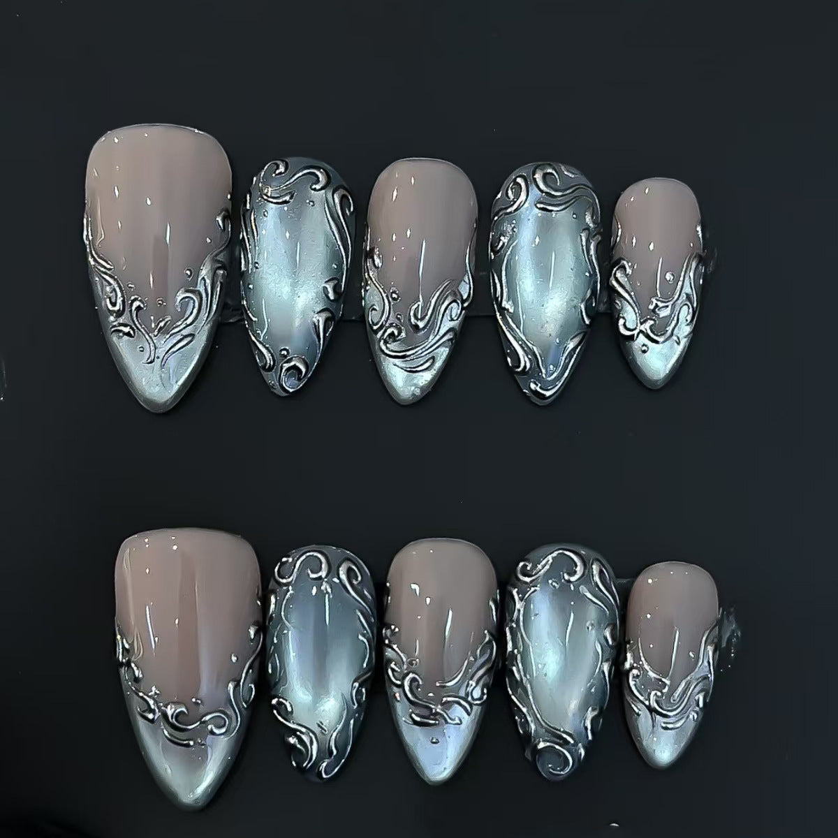 Elegante Glitzernde Press-On Nägel Brehn