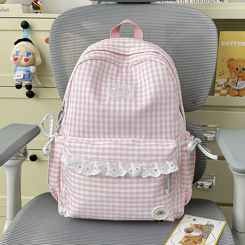 Charmantes Gingham-Muster Schulranzen
