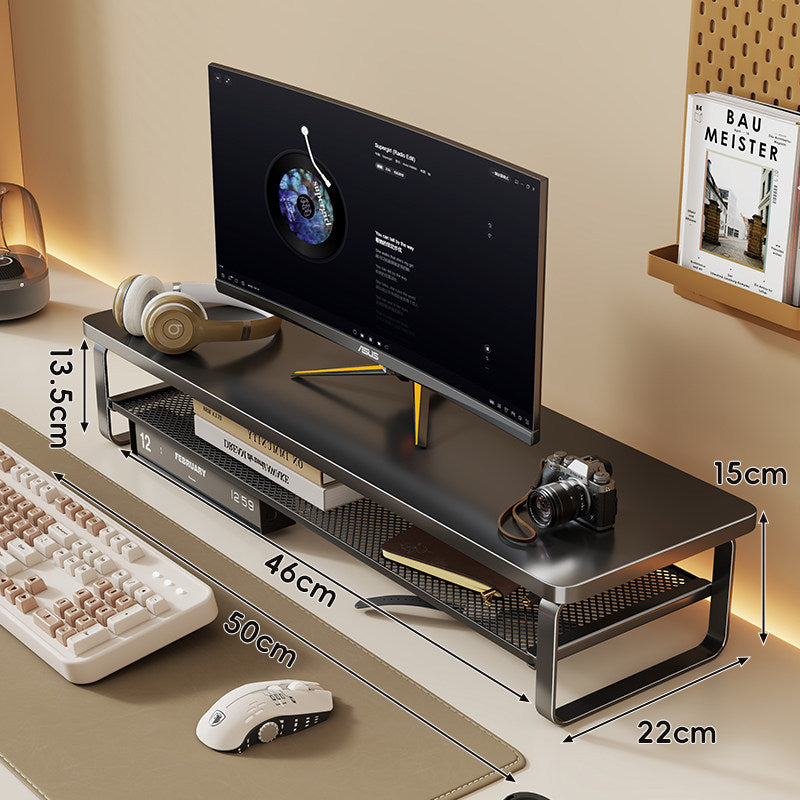 Slim Floating Desktop Monitor Riser mit belüftetem Unterregal und rundem Metallrahmen